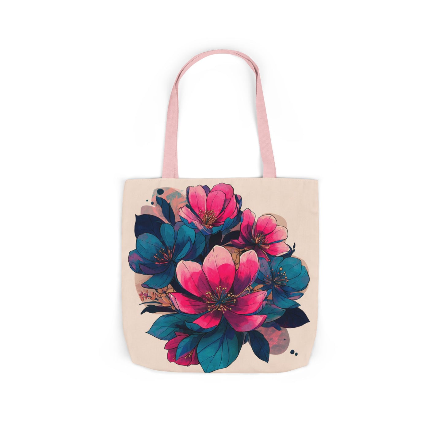 Floral Canvas Tote Bag with 5-Color Straps