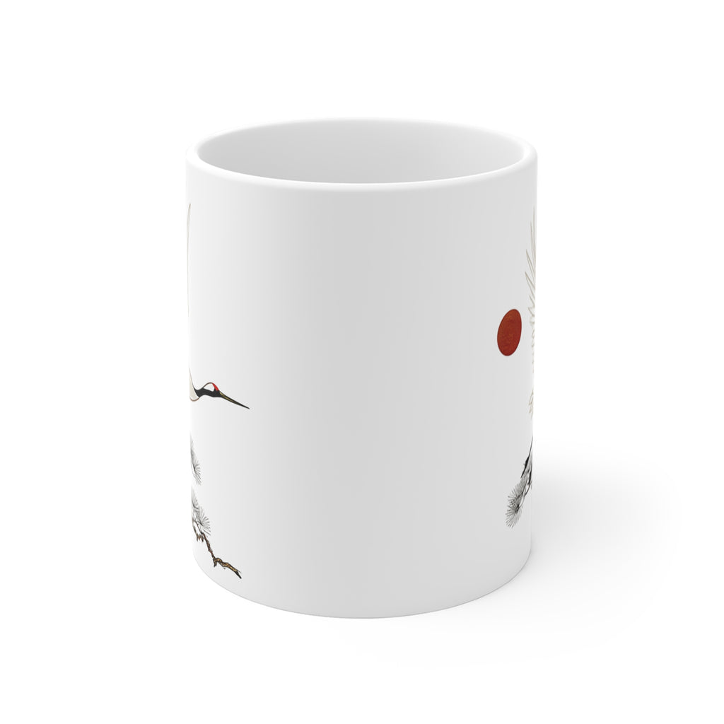 Japanese Crane & Red Sun Illustration