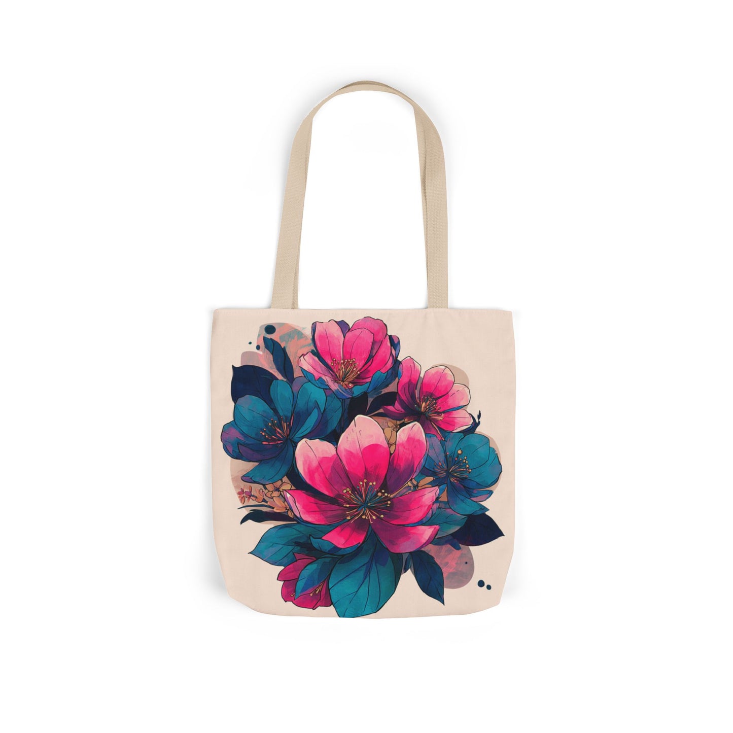 Floral Canvas Tote Bag with 5-Color Straps
