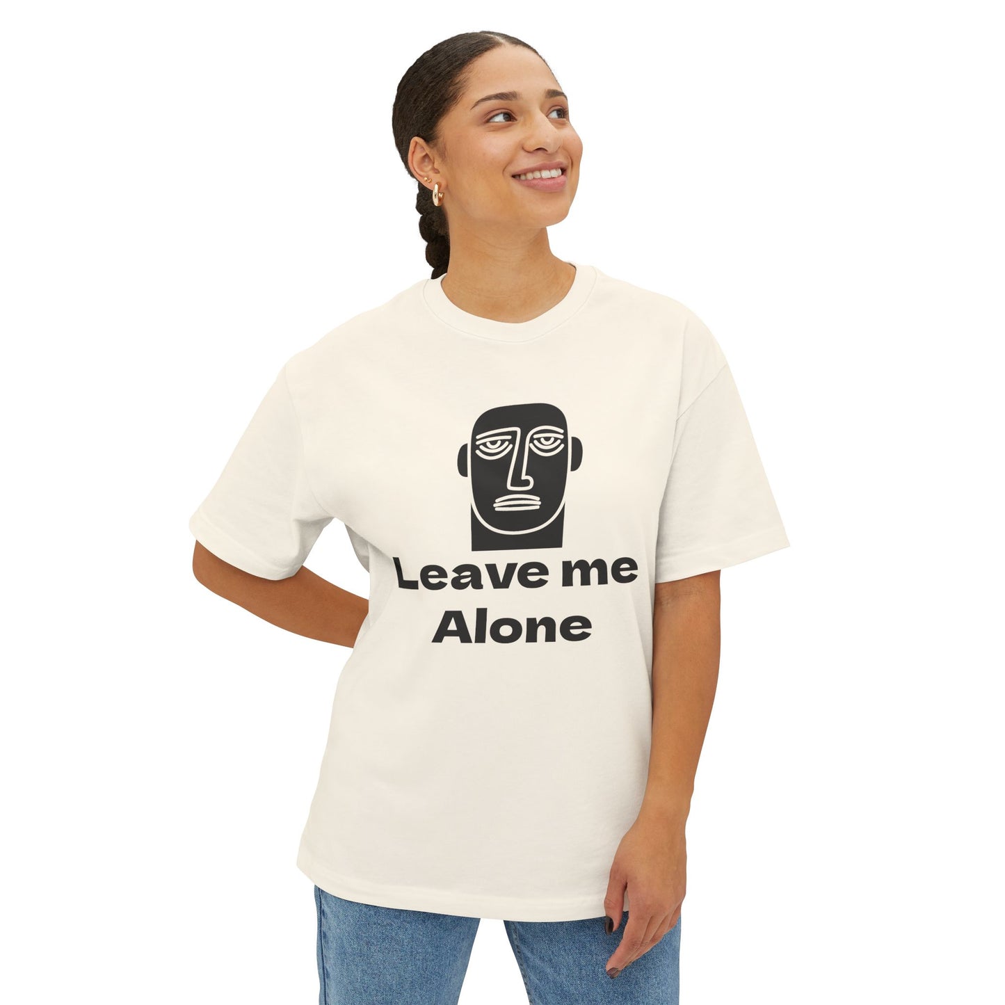 Leave Me Alone T‑Shirt — Minimalist Face Graphic Oversized Tee