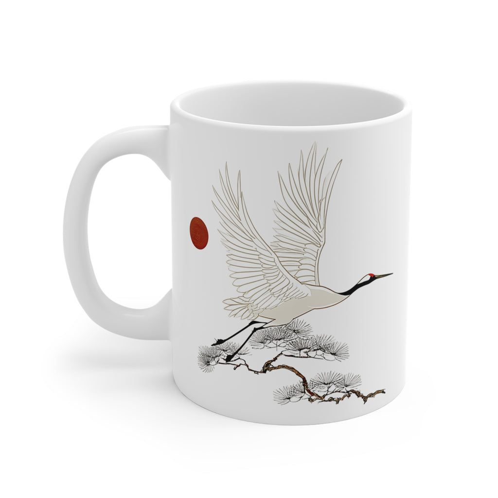 Japanese Crane & Red Sun Illustration