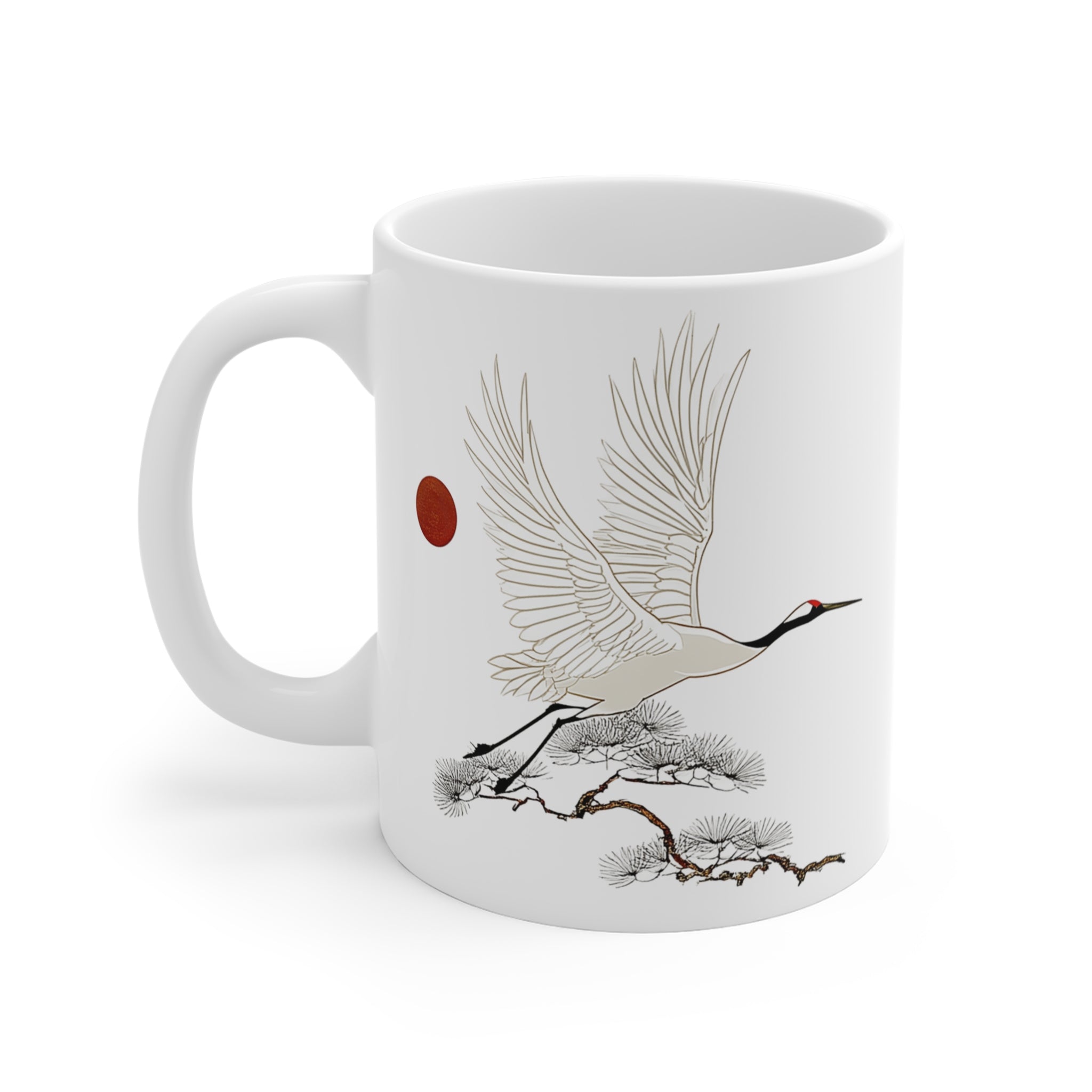 Japanese Crane & Red Sun Illustration