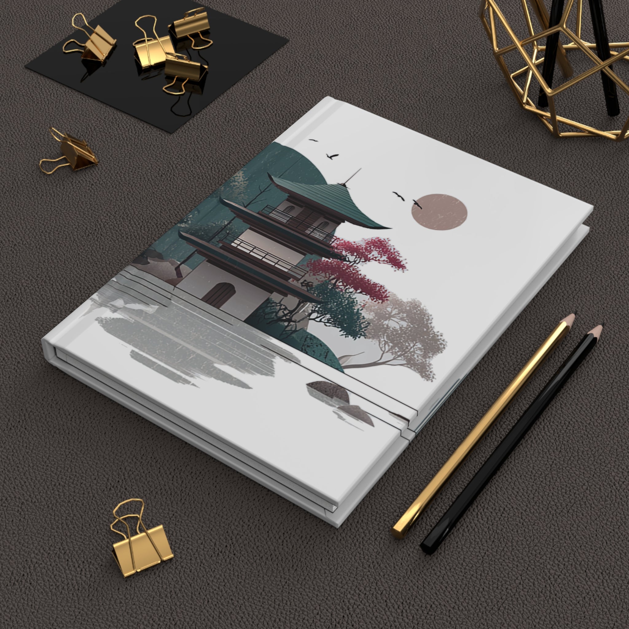 Zen Pagoda Hardcover Journal — Japanese Garden Reflection Notebook