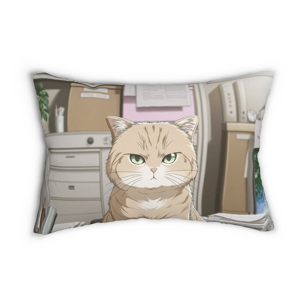 Grumpy Office Cat Lumbar Pillow