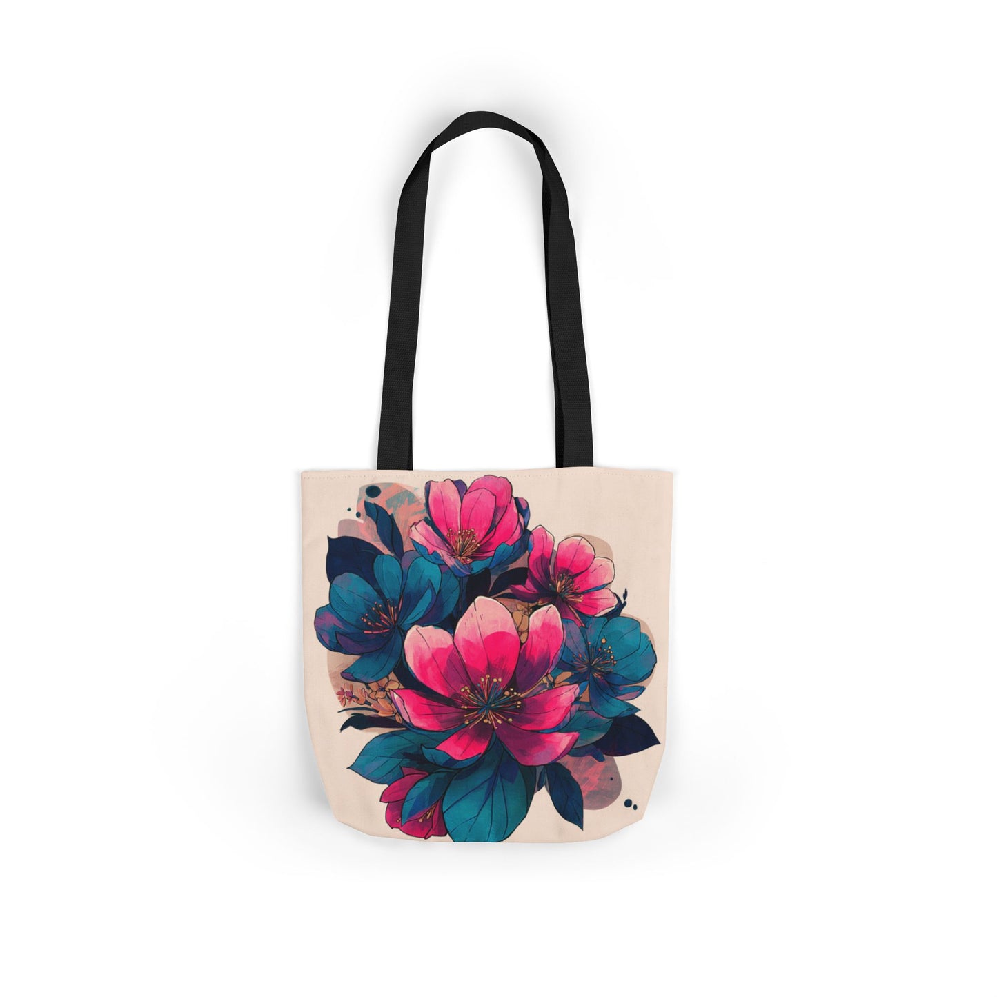 Floral Canvas Tote Bag with 5-Color Straps