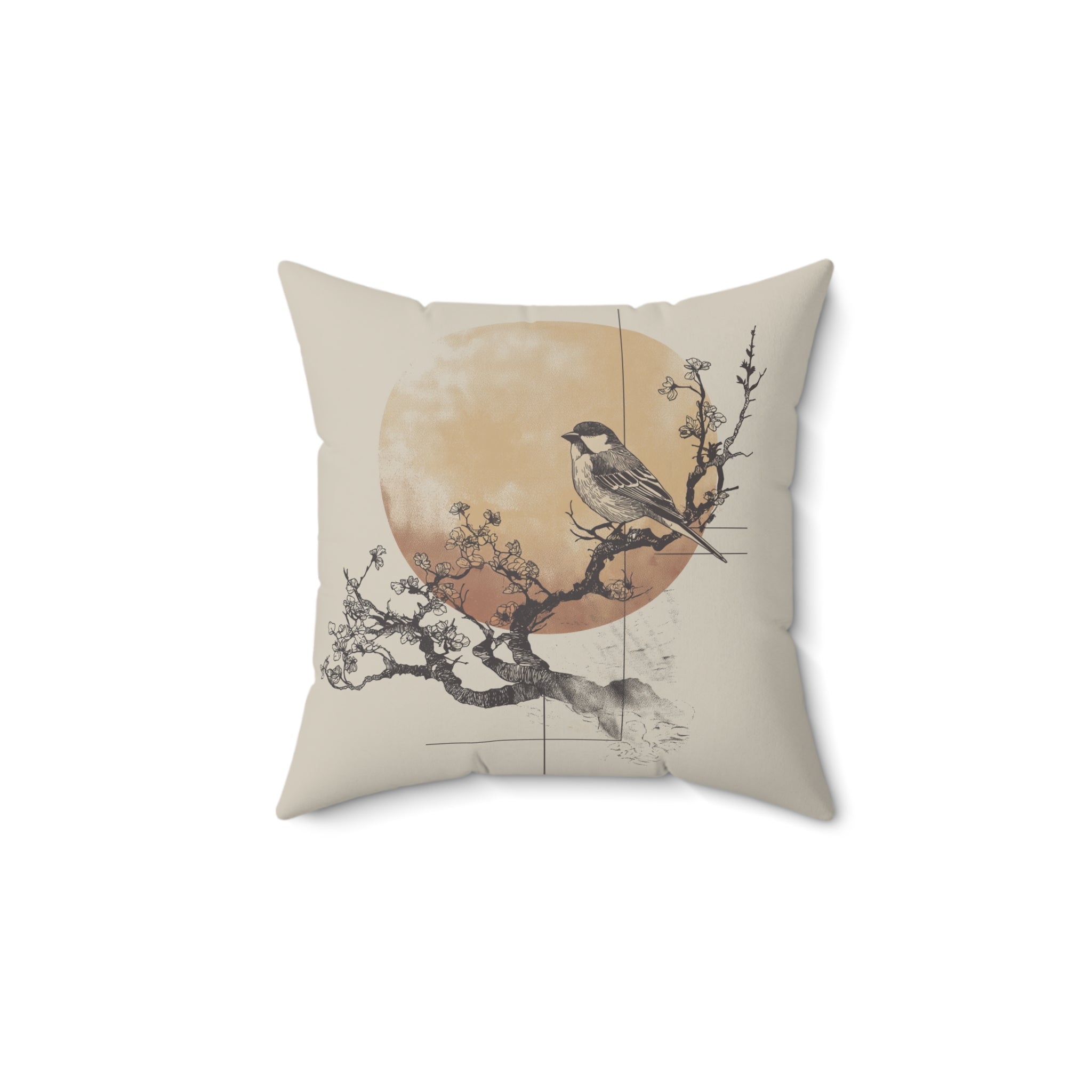 Bird on Branch Decorative Throw Pillow