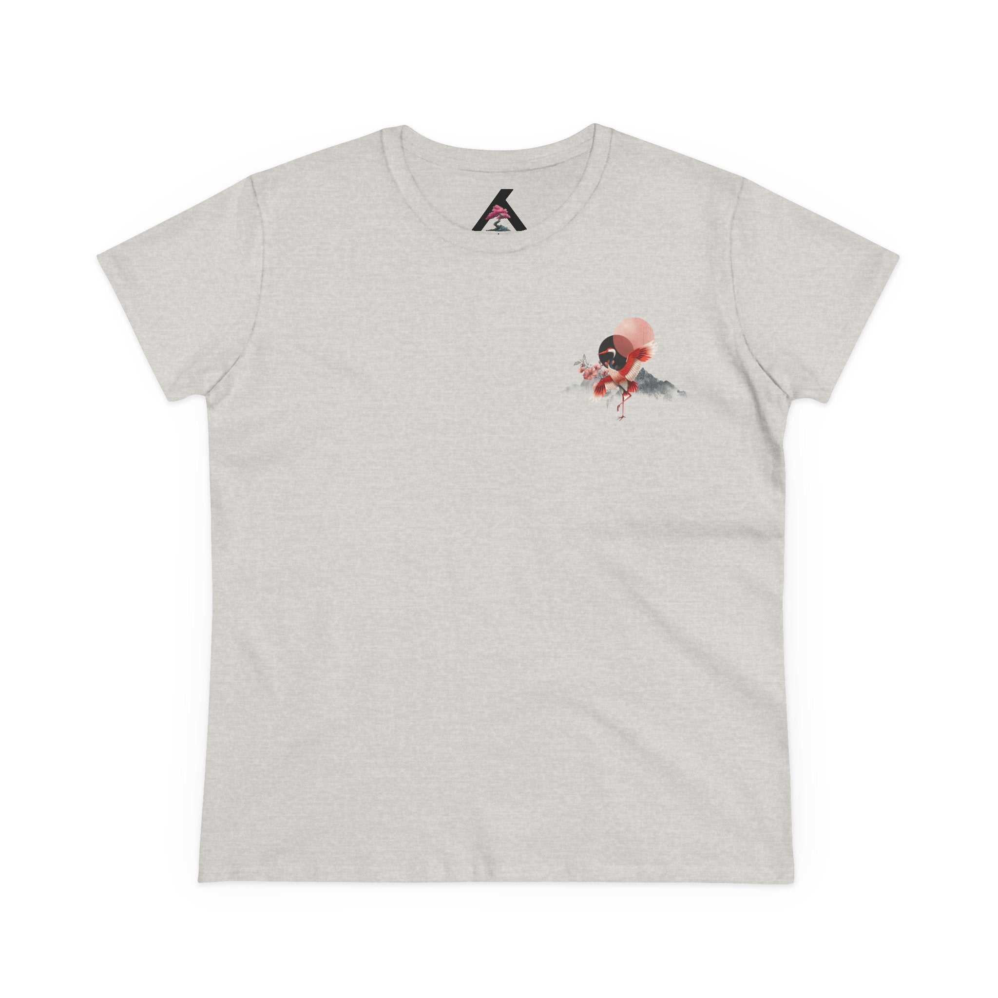 Women's Tee — Minimalist Pink Chest Print, Edgy Casual Top