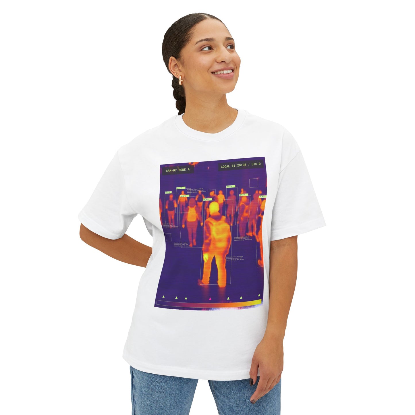 Thermal Imaging Unisex Oversized Boxy Tee - Unique Graphic T-Shirt for Tech Lovers