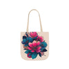 Floral Canvas Tote Bag with 5-Color Straps