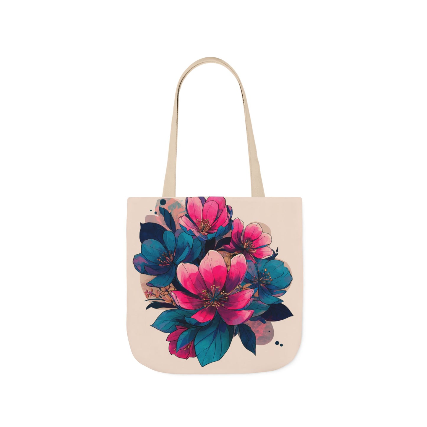 Floral Canvas Tote Bag with 5-Color Straps