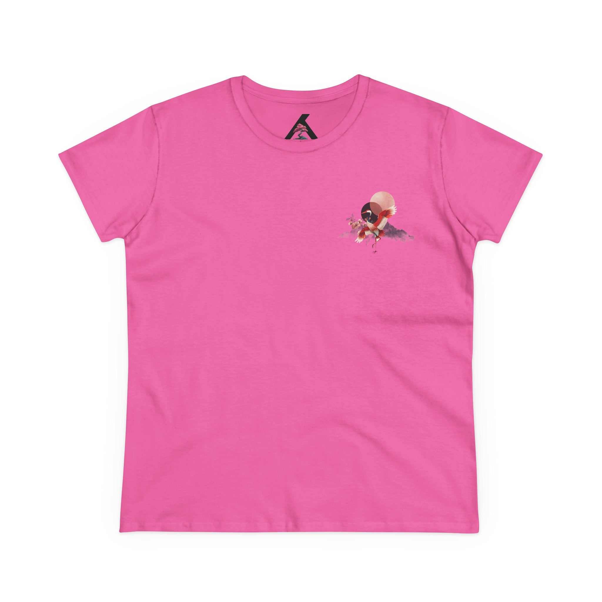 Women's Tee — Minimalist Pink Chest Print, Edgy Casual Top