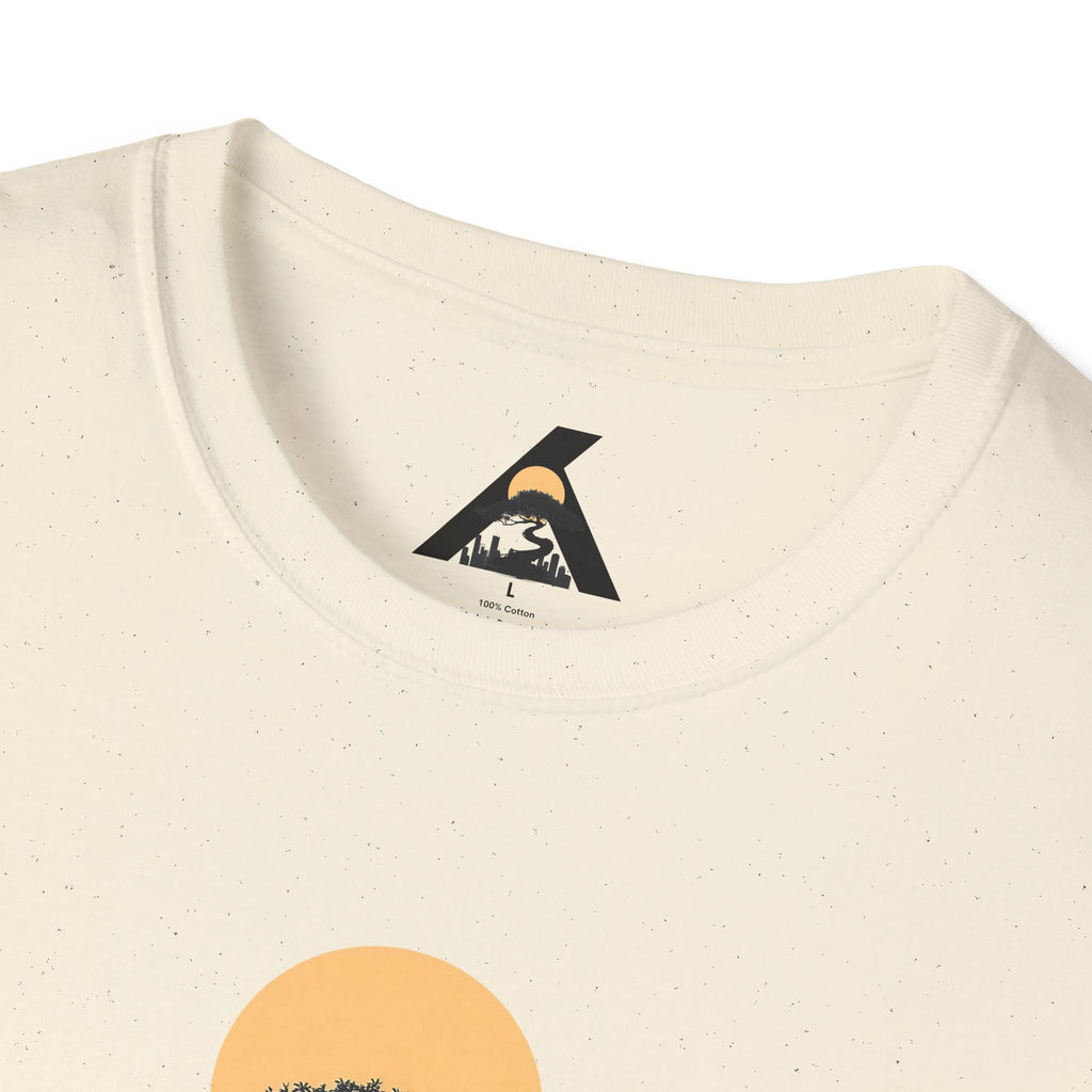 Custom Cityscape T-Shirt — Personalized 'Add your text here' Sunset Design