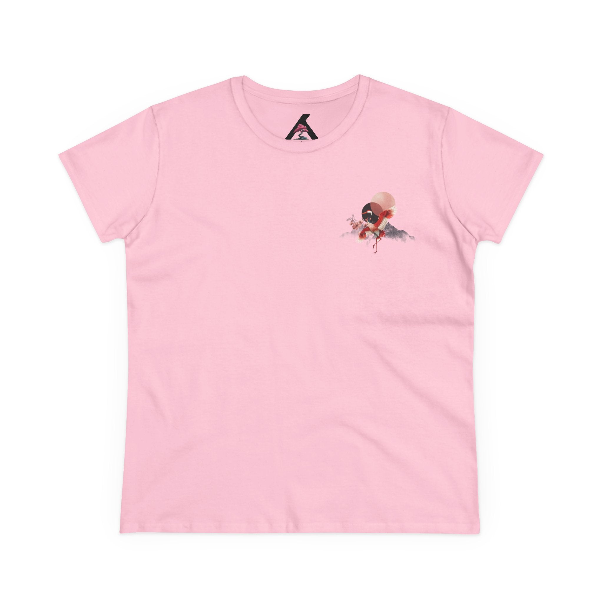 Women's Tee — Minimalist Pink Chest Print, Edgy Casual Top