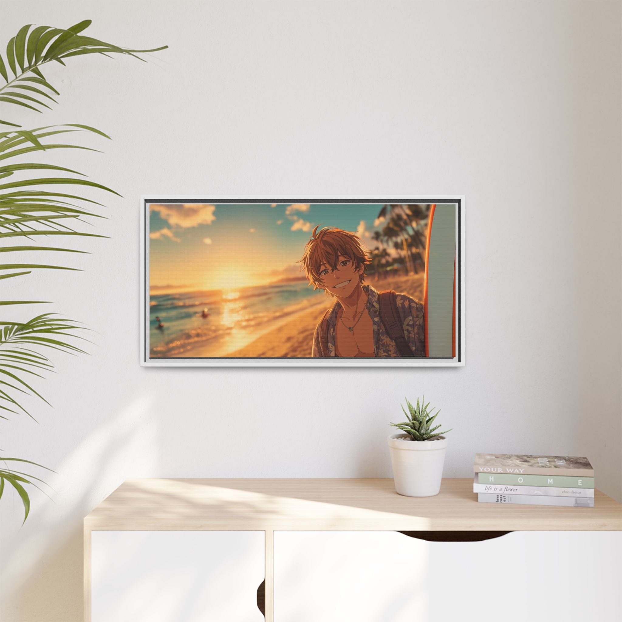 Vibrant Beach Sunset Canvas Art Print