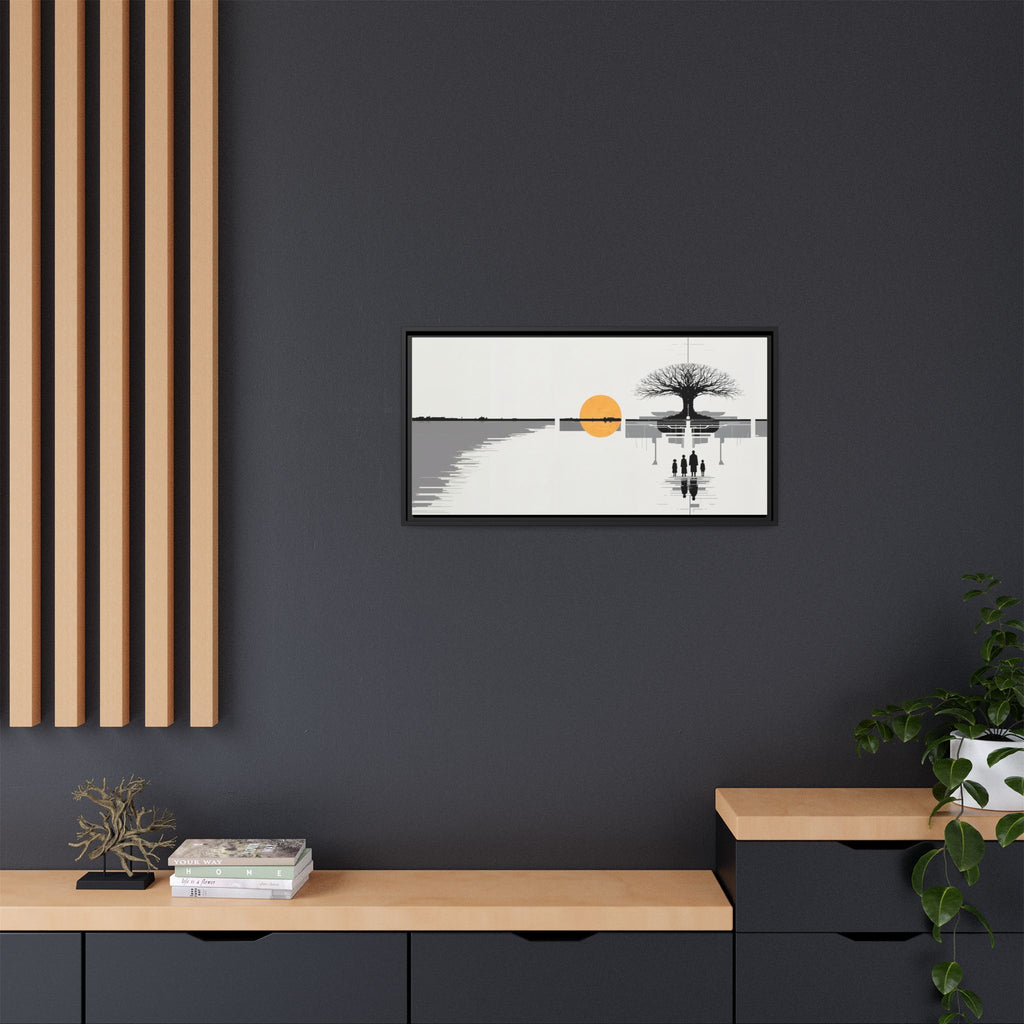 Framed Matte Canvas Wall Art — Minimal Sunset Tree Landscape