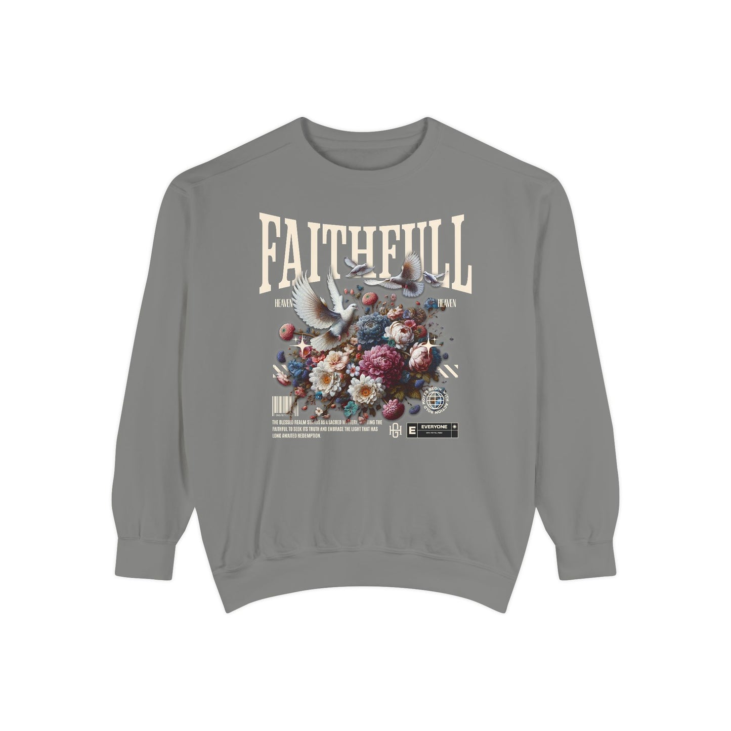 Faithful Floral Sweatshirt - Cozy Garment-Dyed Apparel