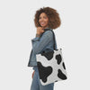 Chic Cow Print Canvas Tote Bag